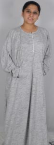 Cotton knit Abaya with front zipper and bat sleeves