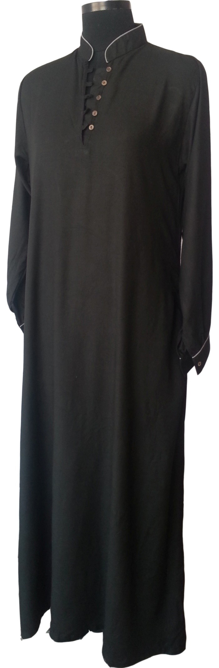 High collar Neck button with piping Abaya - Hara Design