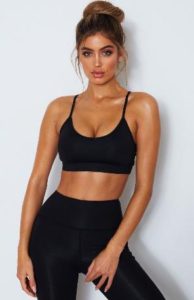 Black mesh yoga and sports bra in organic cotton