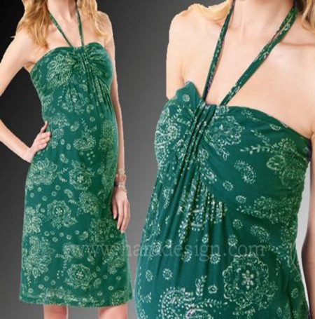 Straight cut dress with tied halter neck