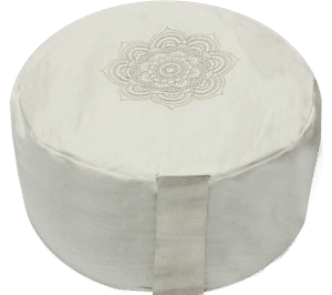 Chakra Mandala embroidered round zafu cushion - Off White