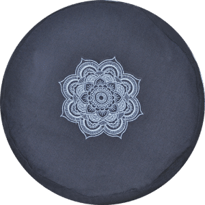 Chakra Mandala embroidered round zafu cushion - Navy Blue