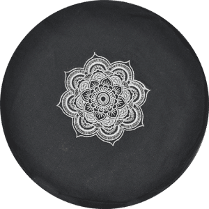 Chakra Mandala embroidered round zafu cushion - Black