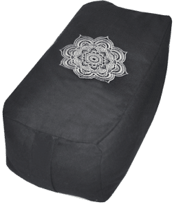 Chakra Mandala embroidered rectangular bolster zafu cushion - Black