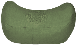 Chakra Mandala embroidered crescent moon zafu cushion - Olive Green