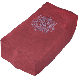 Chakra Mandala embroidered rectangular bolster zafu cushion - Rust