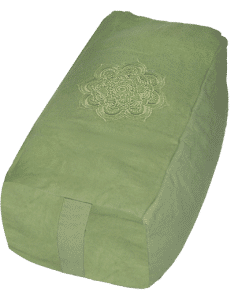 Chakra Mandala embroidered rectangular bolster zafu cushion - Olive Green