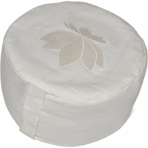 Lotus embroidered round zafu cushion - Off White