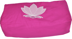 Sacred Lotus flower  embroidered rectangular bolster zafu cushion - Magenta