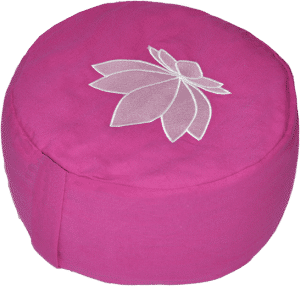 Lotus embroidered round zafu cushion - Magenta