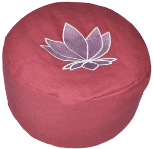 Lotus embroidered round zafu cushion - Rust