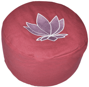 Lotus embroidered round zafu cushion - Rust