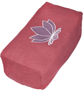 Sacred Lotus flower  embroidered rectangular bolster zafu cushion - Rust