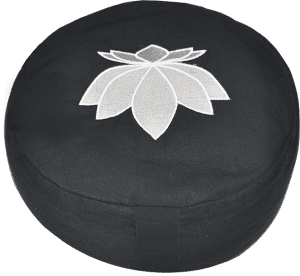 Lotus embroidered round zafu cushion - Black