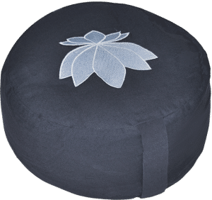 Lotus embroidered round zafu cushion - Navy Blue