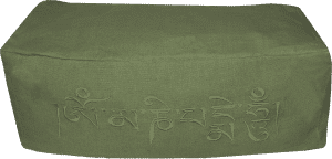 Om Mani Padme Hum embroidered rectangular bolster zafu cushion - Green