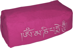 Om Mani Padme Hum embroidered rectangular bolster zafu cushion - Magenta