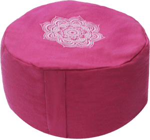 Chakra Mandala embroidered round zafu cushion - Magenta