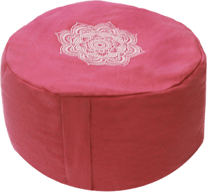 Chakra Mandala embroidered round zafu cushion - Rust