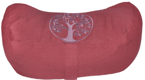 Tree of life embroidered crescent moon zafu cushion - Rust