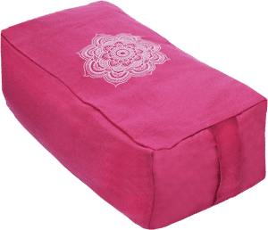 Chakra Mandala embroidered rectangular bolster zafu cushion - Magenta