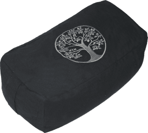 Tree of life embroidered rectangular bolster zafu cushion - Black