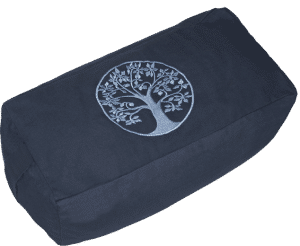 Tree of life embroidered rectangular bolster zafu cushion - Navy Blue