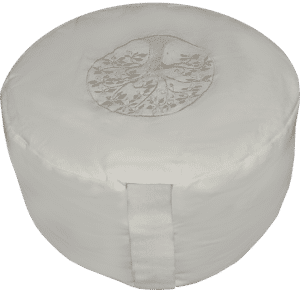 Tree of life embroidered round zafu cushion - Off White