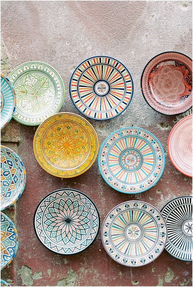 Colourful Moroccan bowls for sale in the Marrakesh Souks