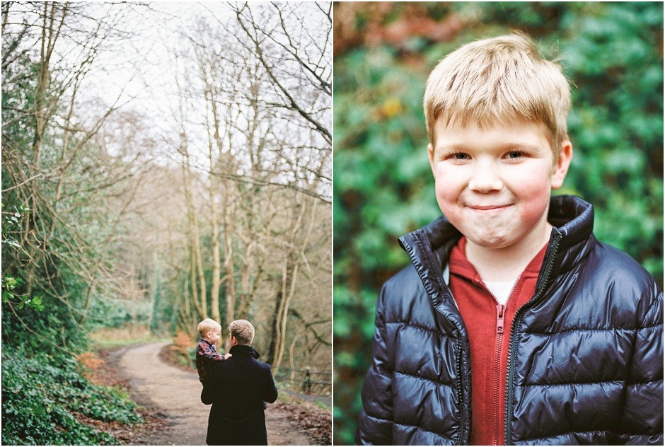 Durham family walk of father and sons during winter. Lifestyle Photography.