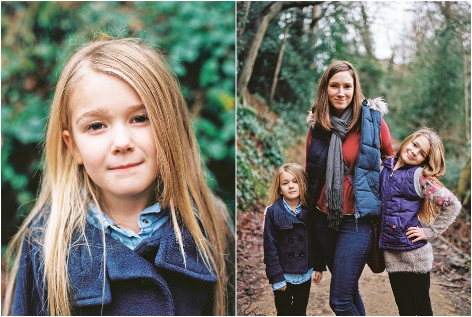 Lifestyle family photography showing portraits of mum and daughters in Durham in winter. Durham Family Photography.