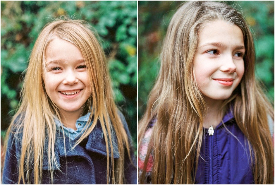 Portrait of two young sisters, smiling during family lifestyle photoshoot in Durham.