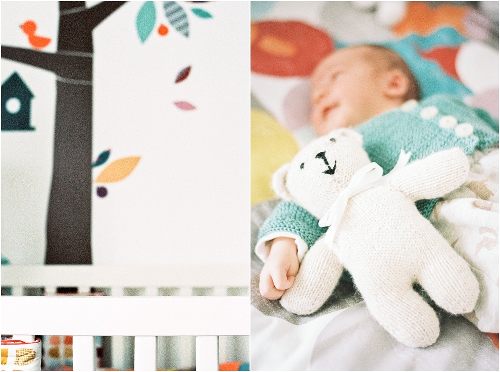 Newborn lifestyle photography of nursery and toys.