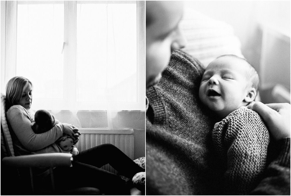 Portraits of newborn baby with mother and father in Herfordshire