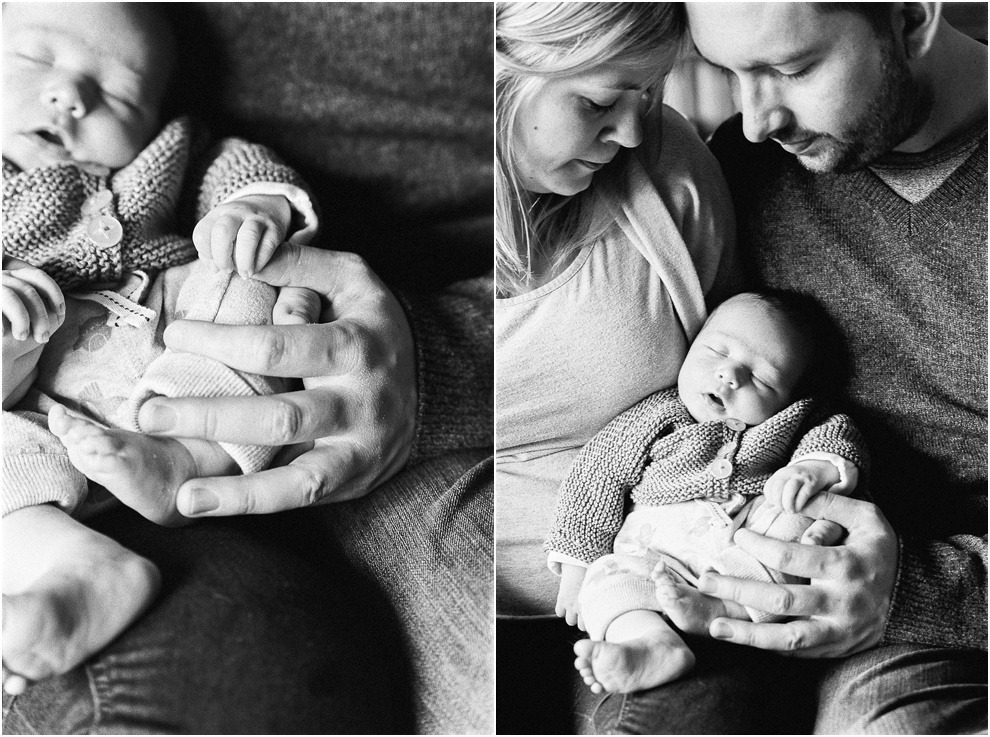 Black and white parents and newborn images shot in Herts. Lifestyle.