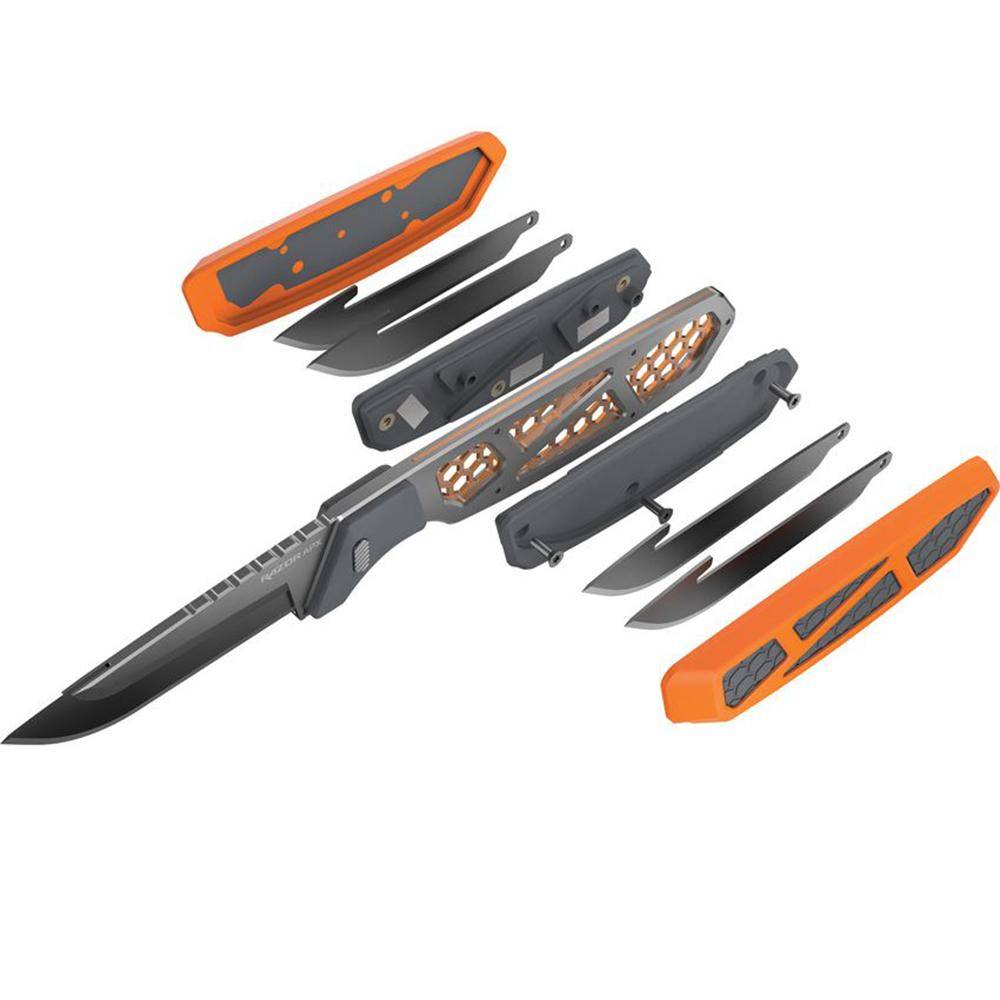 Outdoor Edge Razor Apx Fixed Knife with 3" Removable Drop Point Blades Orange - Image 4
