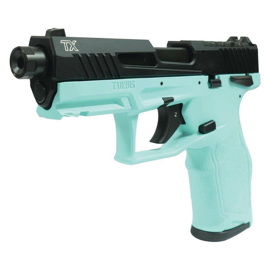 Taurus 2TX22 Handgun .22 LR 10rd Magazines(2) 4.6" Threaded Barrel Black Slide/Cyan Frame - Image 4