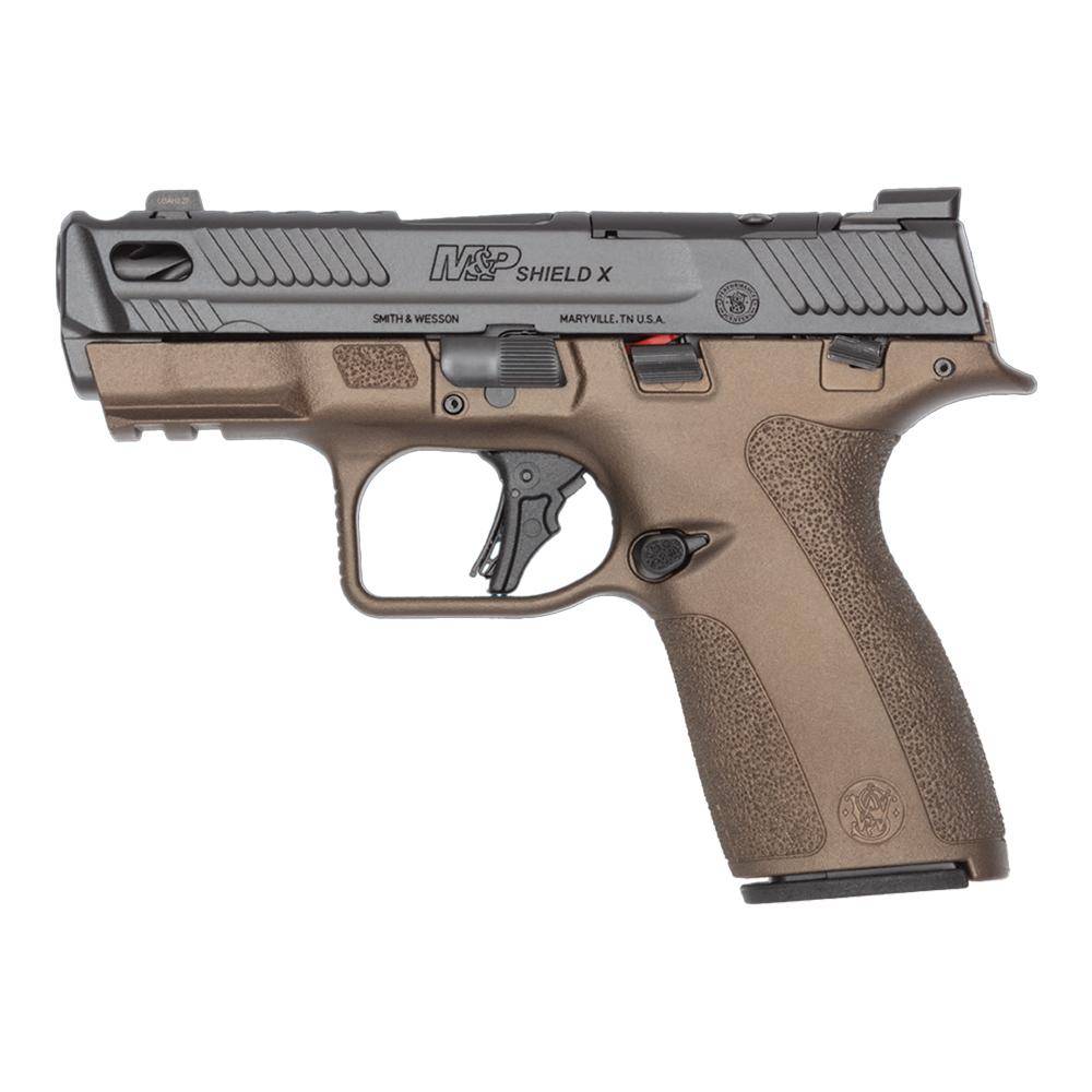 S&W PC Shield-X Carry Comp Midnight Bronze Handgun 9mm Luger 13(1)&15(1)rd Magazines 3.6" Ported Barrel Thumb Safety - Image 2