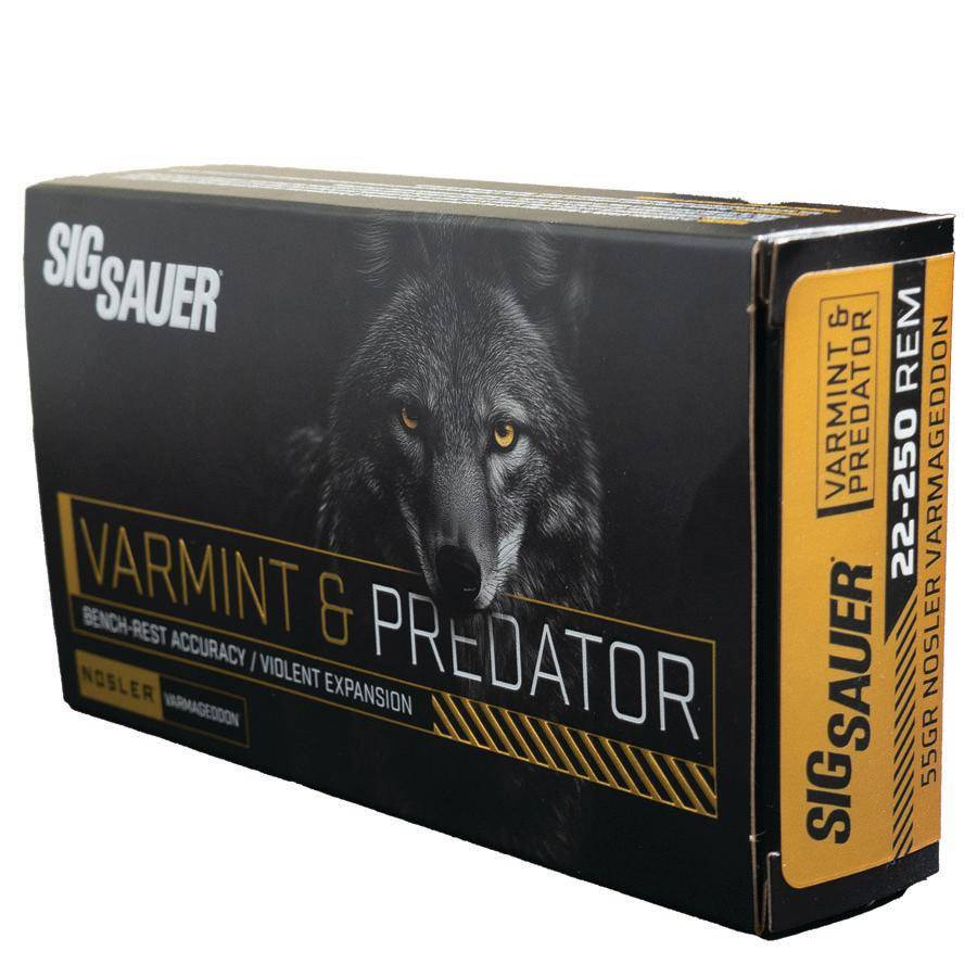 Sig Sauer Varmint & Predator Rifle Ammunition 22-250 Rem 55gr PT 20/ct - Image 3