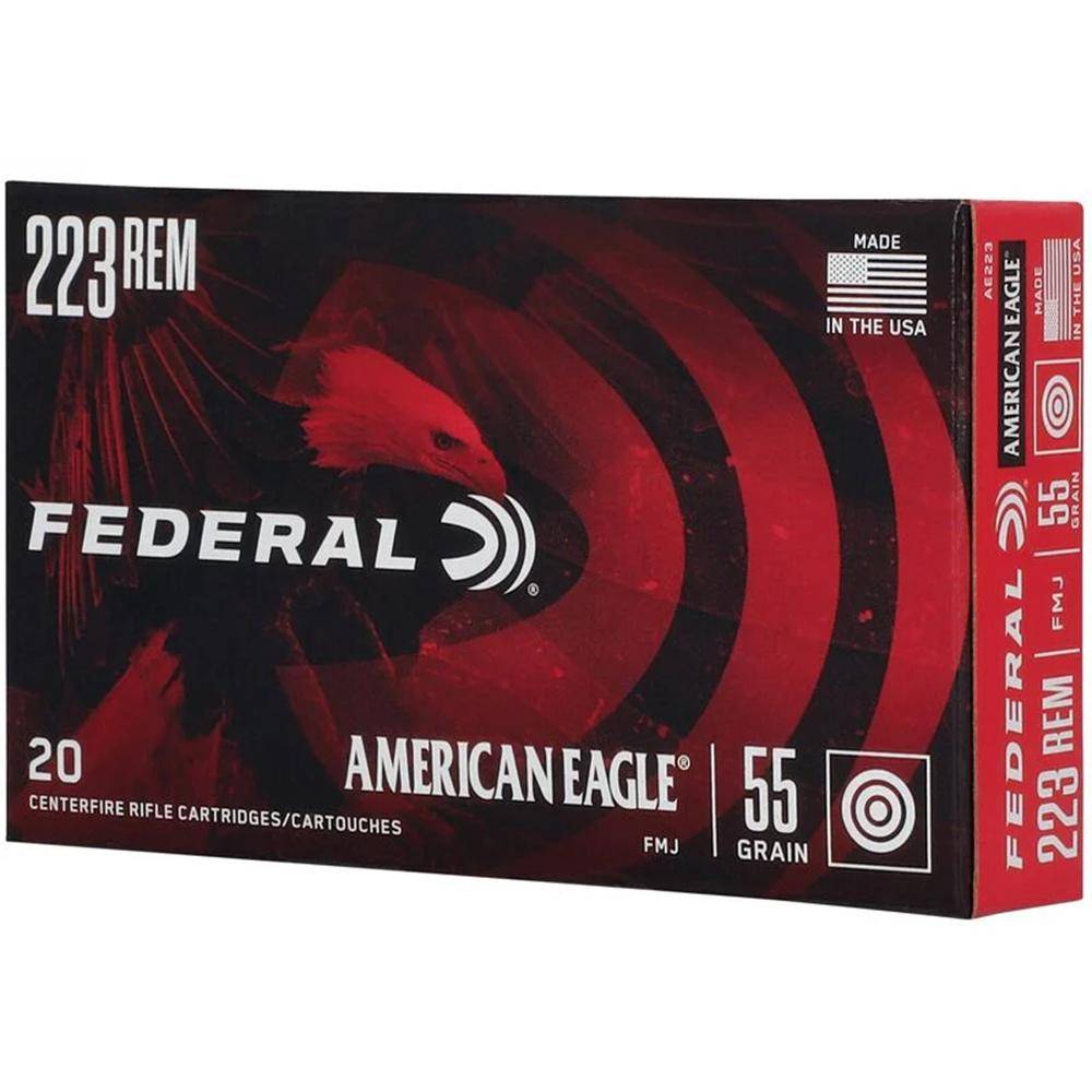 Federal Ammo American Eagle Rifle Ammunition .223 Rem 55 gr FMJ 3240 fps 500/rd Case - Image 3