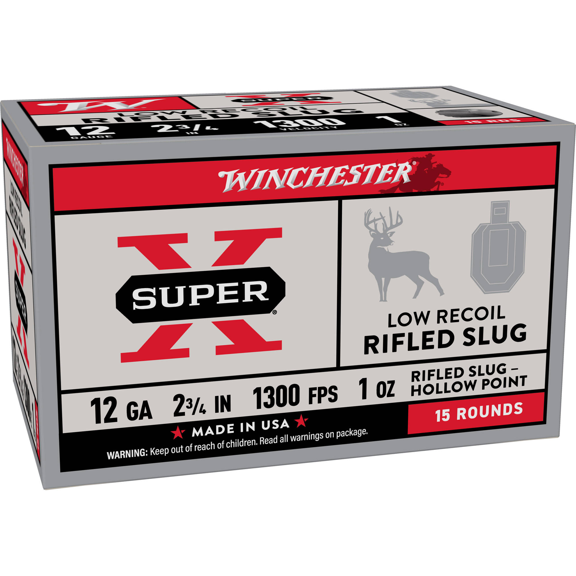 Winchester Super-X Shotshells 12ga 2-3/4" 1oz 1300 fps Slug 15/ct - Image 3