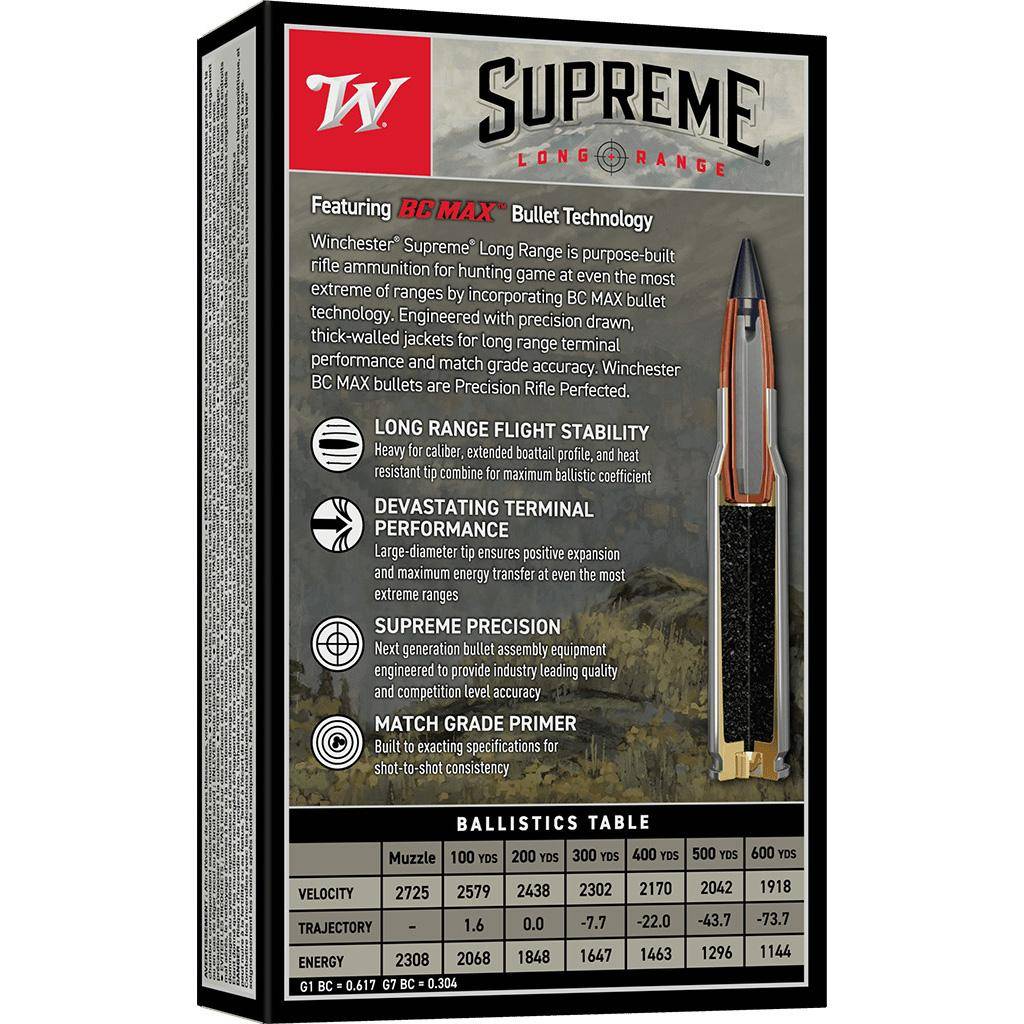 Winchester Supreme Long Range Rifle Ammunition 6.5 Creedmoor 140gr PT 2570 fps 20/ct - Image 2