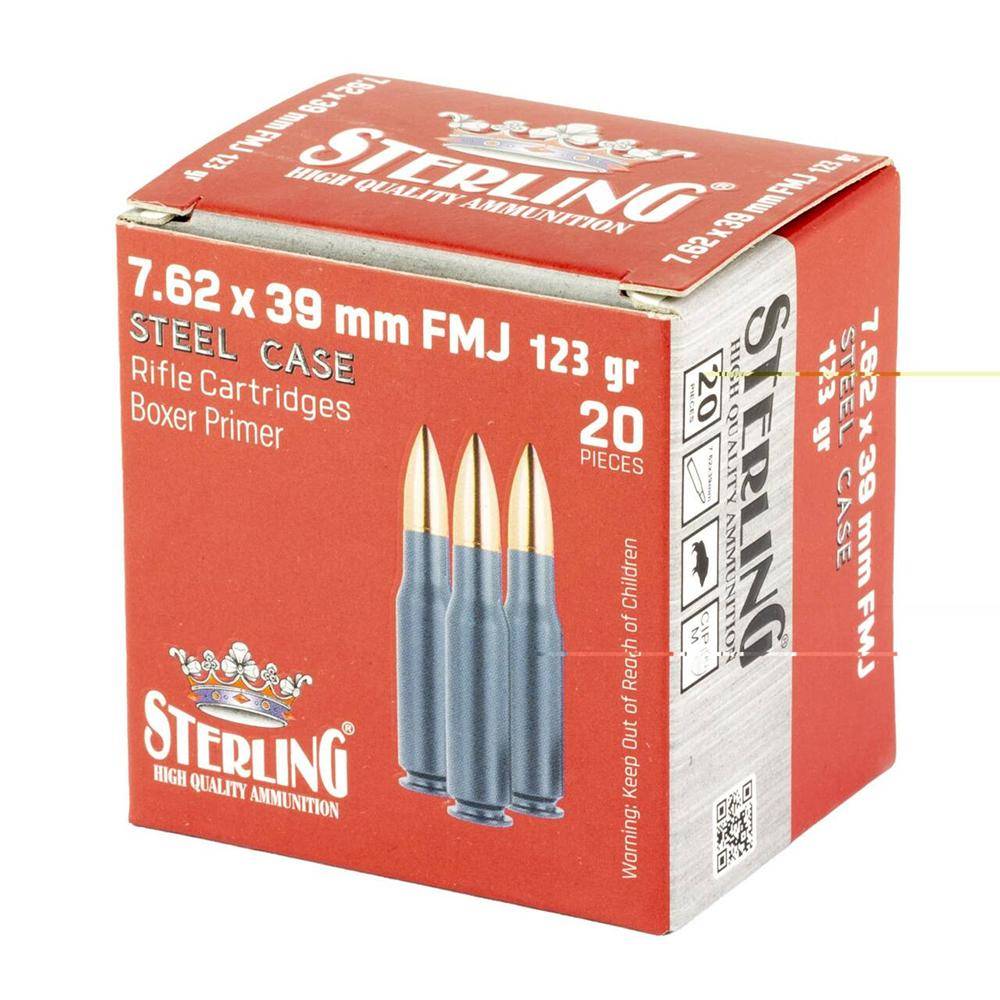 Global Ordnance Sterling Steel Case Select Rifle Ammunition 7.62x39mm 123gr FMJ 2362 fps 20/ct - Image 4