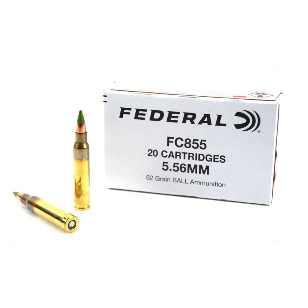 Federal FC855 Green Tip Rifle Ammunition 5.56X45 NATO 62gr FMJ 3113 fps 20/ct