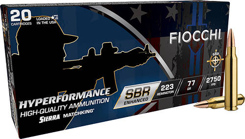 Fiocchi Hyperformance SBR Sierra Matchking Ammunition .223 Rem 77gr HPBT 2750 fps 20/ct - Image 3