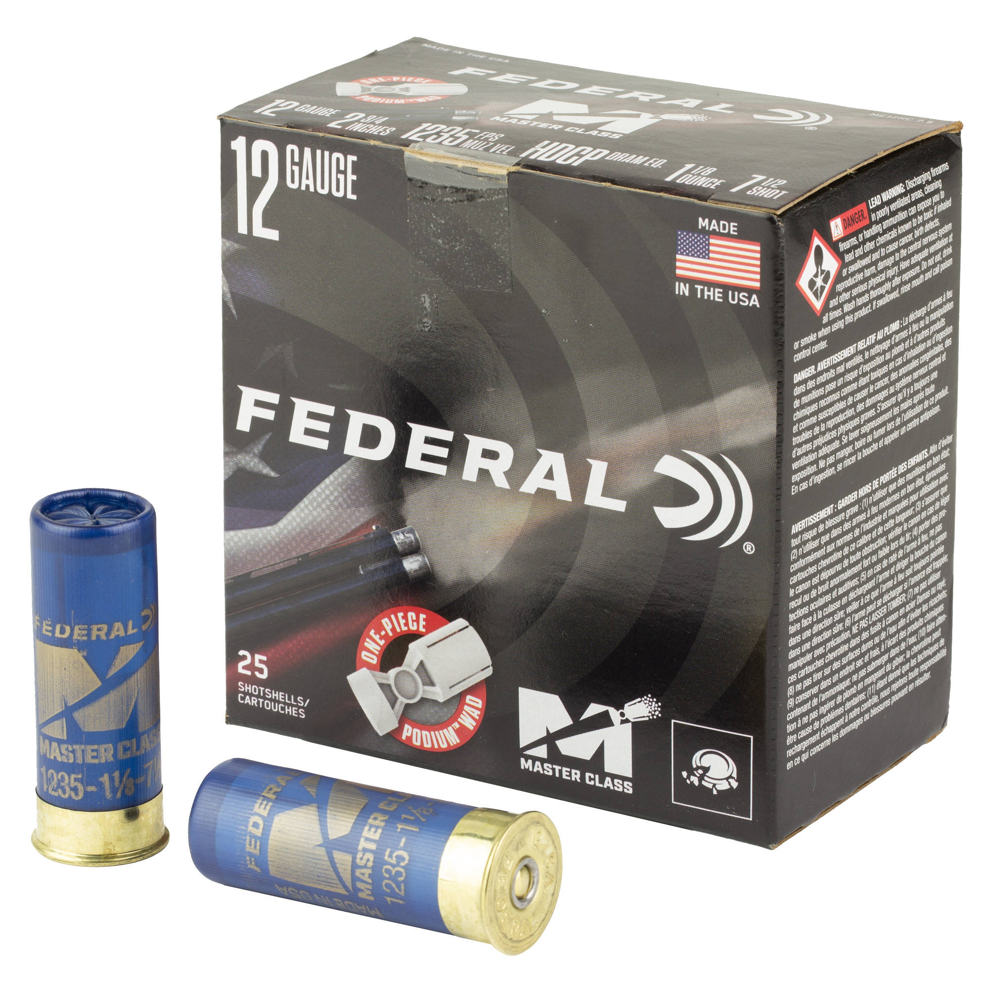 Federal Master Class Shotshells 12ga 2-3/4" 1-1/8oz 1250 fps #7.5 25/ct - Image 2