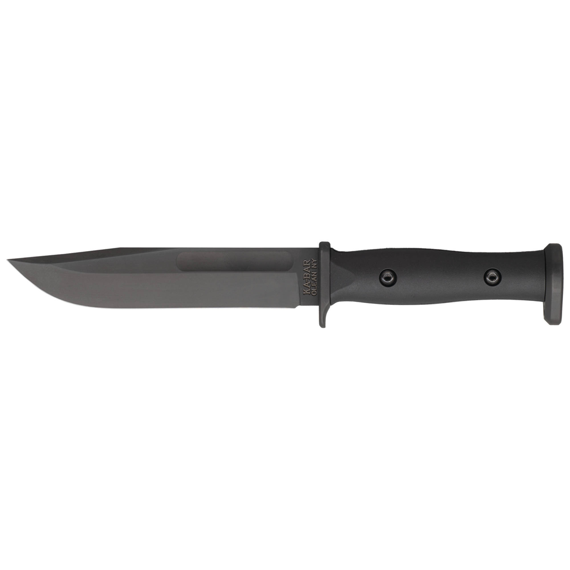 KA-BAR Slabby Fixed Blade Knife 6-9/10? 1095 Cro-Van Nylon Handle Black - Image 3