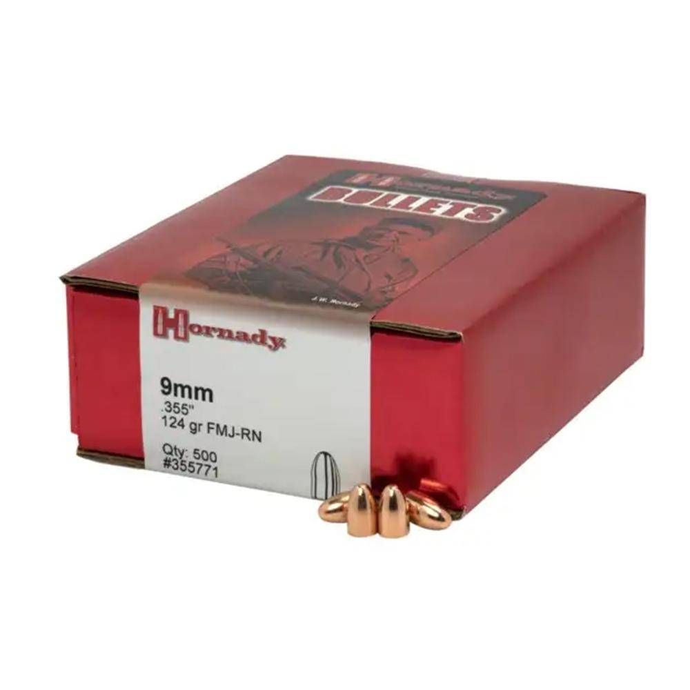 Hornady Reloading Handgun Bullets 9mm .355" 124 gr FMJRN 500/ct - Image 2