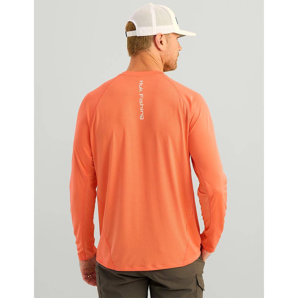 Huk Icon Crew Long Sleeve Shirt Fresh Salmon XL - Image 2