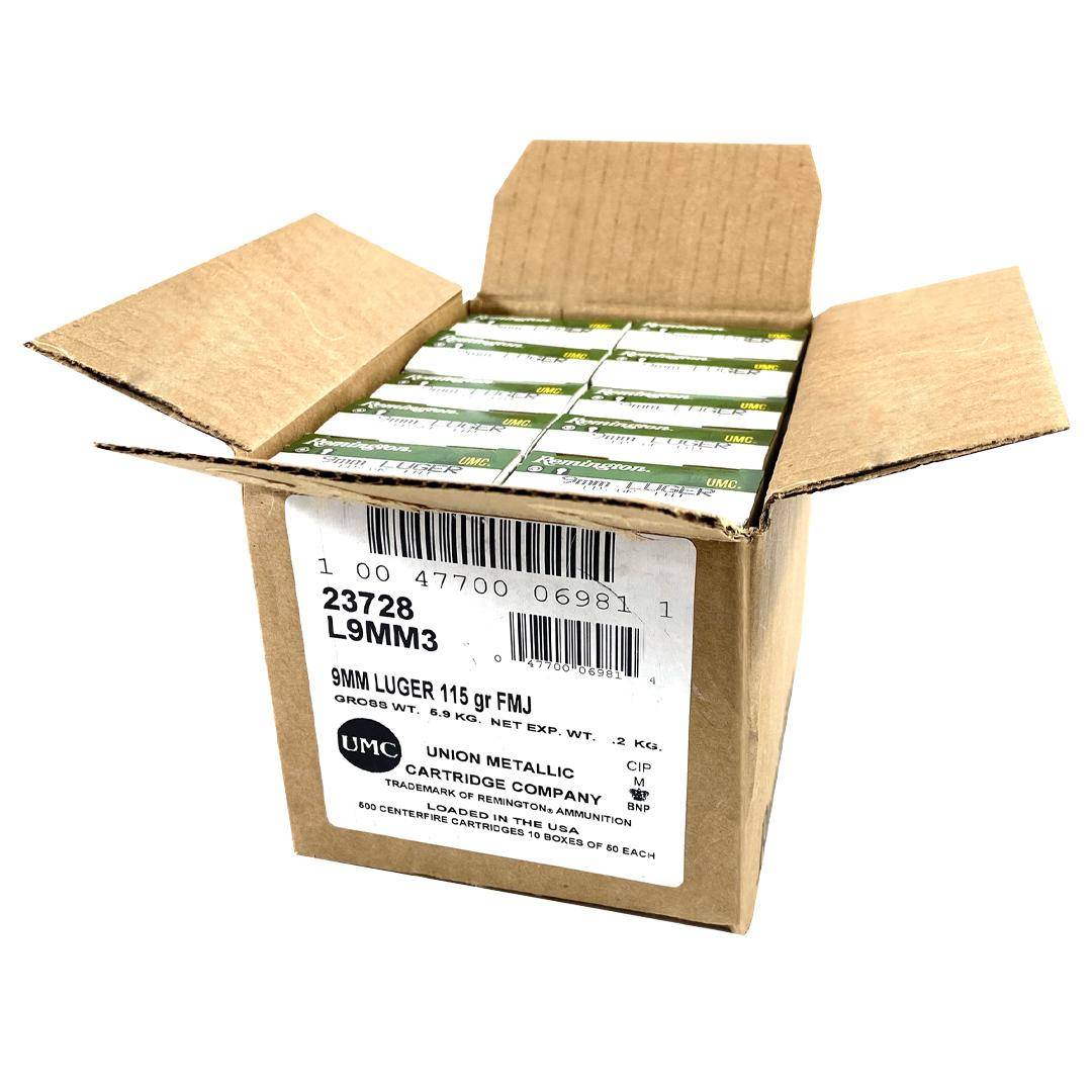 Remington UMC Handgun Ammunition 9mm Luger 115 gr FMJ 1145 fps 1000/ct (20-50/ct) - Image 2